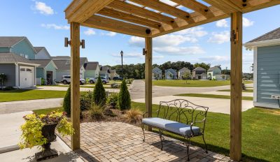 Exterior Backyard Pergo;a toward Grass